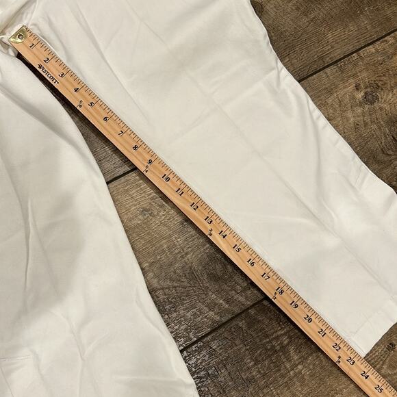 ANN TAYLOR LOFT Stretch White Straight Leg Ankle Slit Trouser Size 12 - Picture 6 of 8